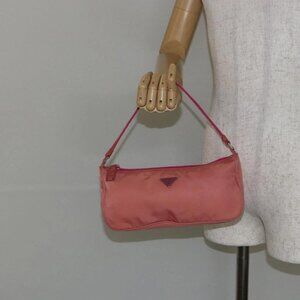 PRADA Accessory Pouch Nylon Pink Silver Auth 147401